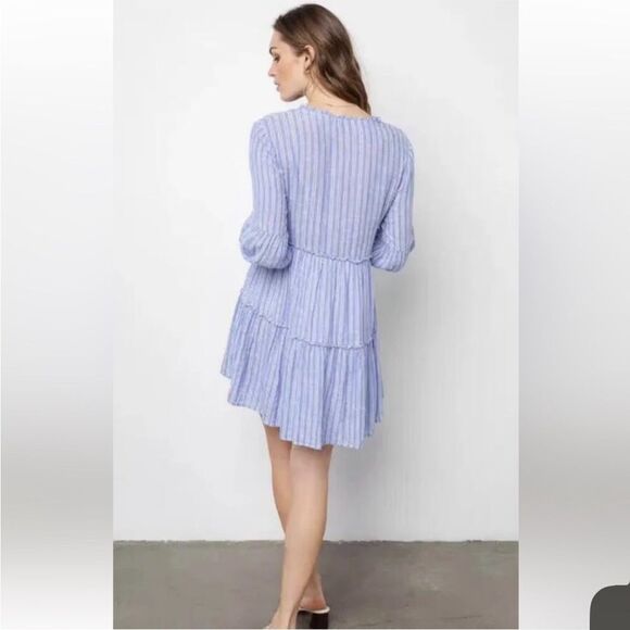 RAILS | Everly Tiered Long Sleeve Tie Dress Ludlow Stripe Women’s Size Small - Picture 2 of 11